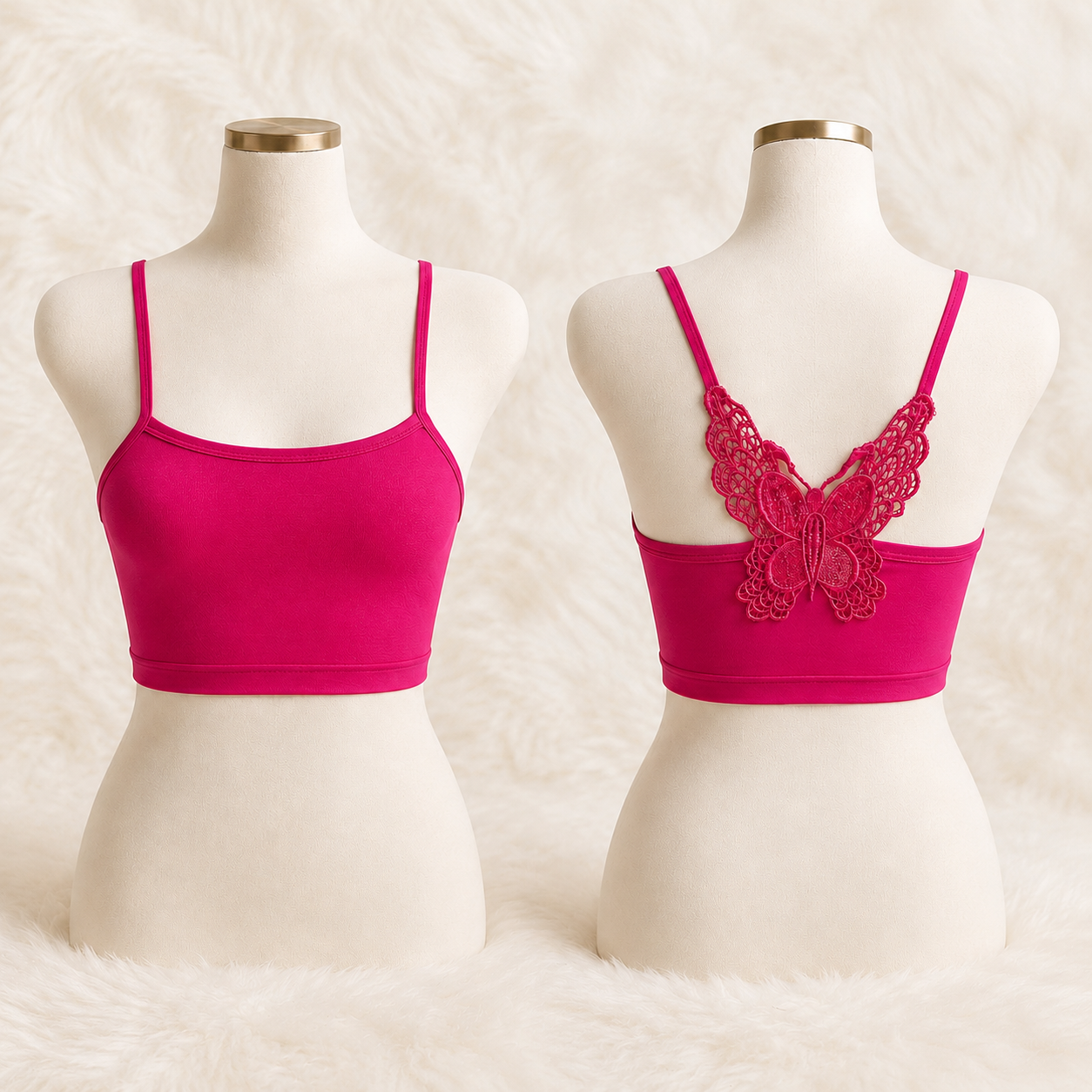 Wireless Butterfly Lace-Back Bra