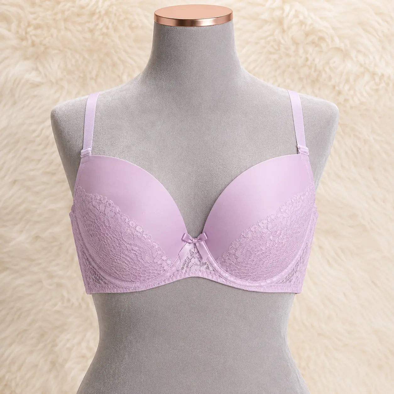 Satin & Lace Lower-Cup Underwire Push-Up Bra