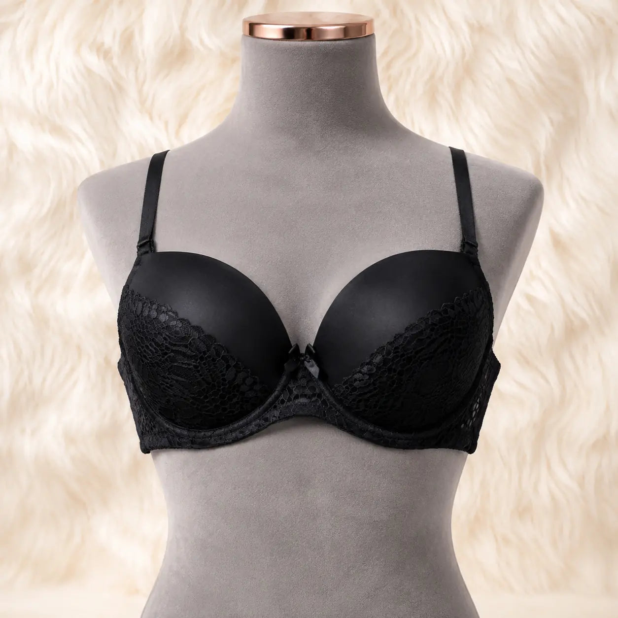 Satin & Lace Lower-Cup Underwire Push-Up Bra