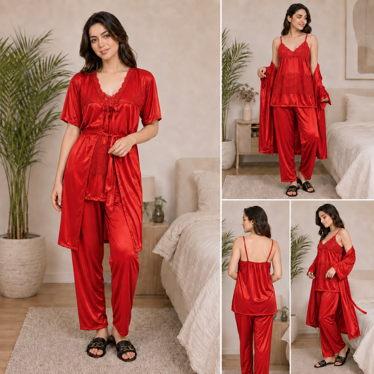 Midnight Allure - 3 Piece Pajama Nightwear Set