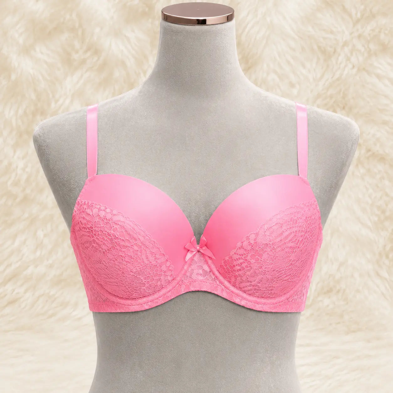 Satin & Lace Lower-Cup Underwire Push-Up Bra