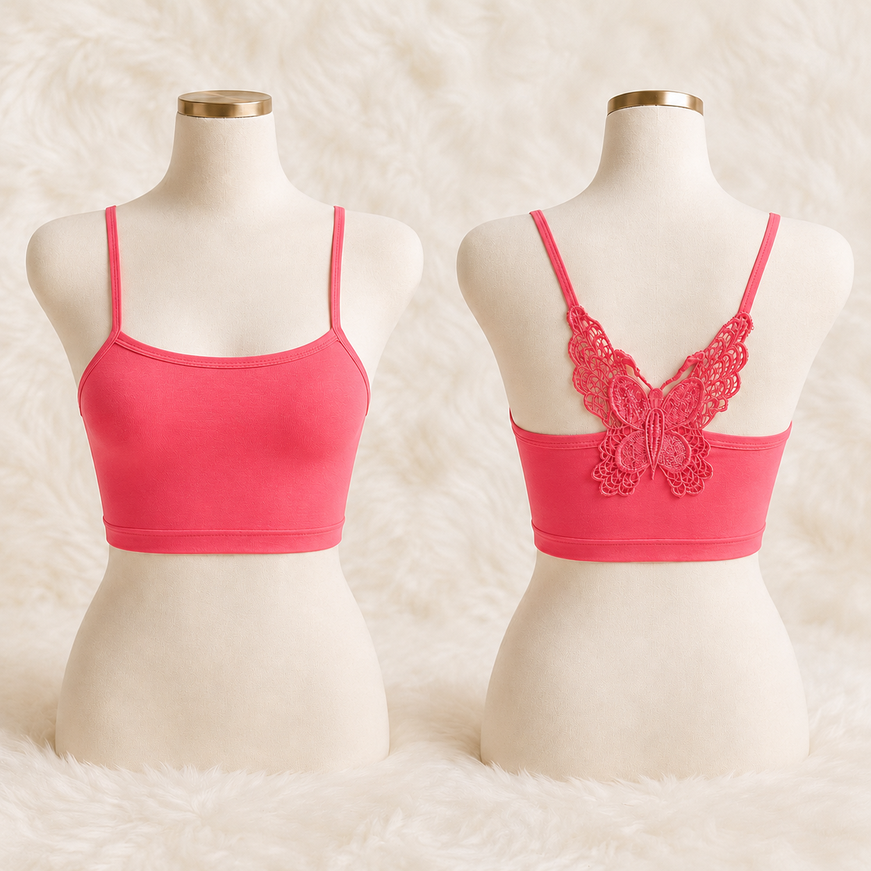 Wireless Butterfly Lace-Back Bra