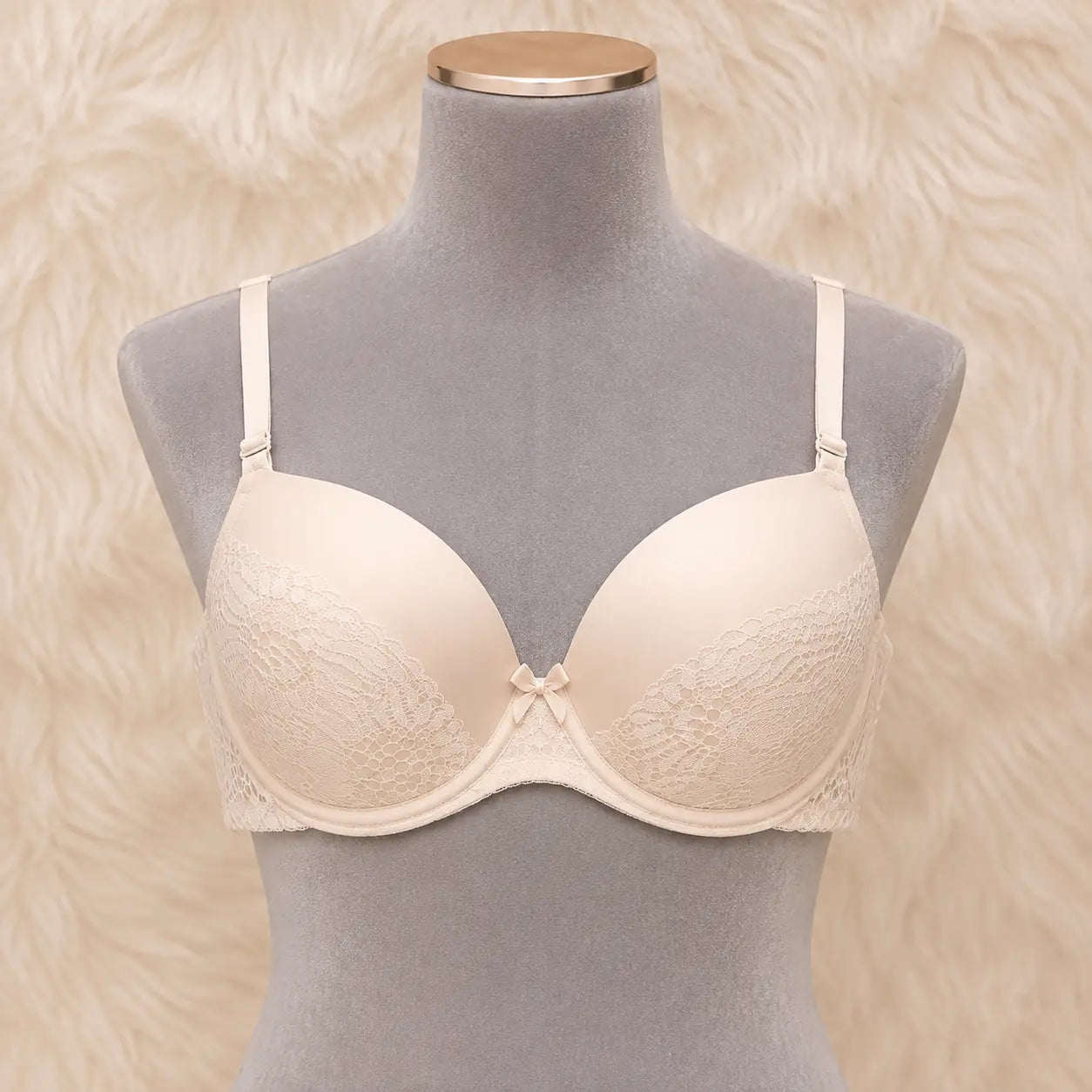 Satin & Lace Lower-Cup Underwire Push-Up Bra