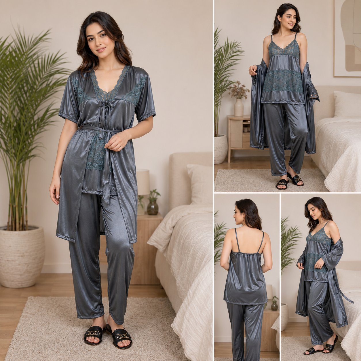 Midnight Allure - 3 Piece Pajama Nightwear Set