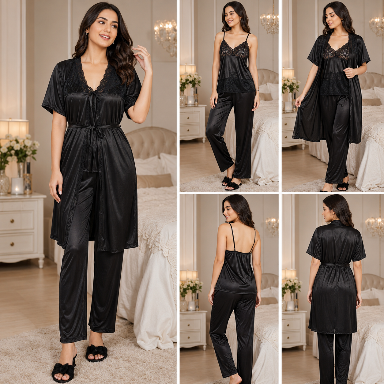 Midnight Allure - 3 Piece Pajama Nightwear Set