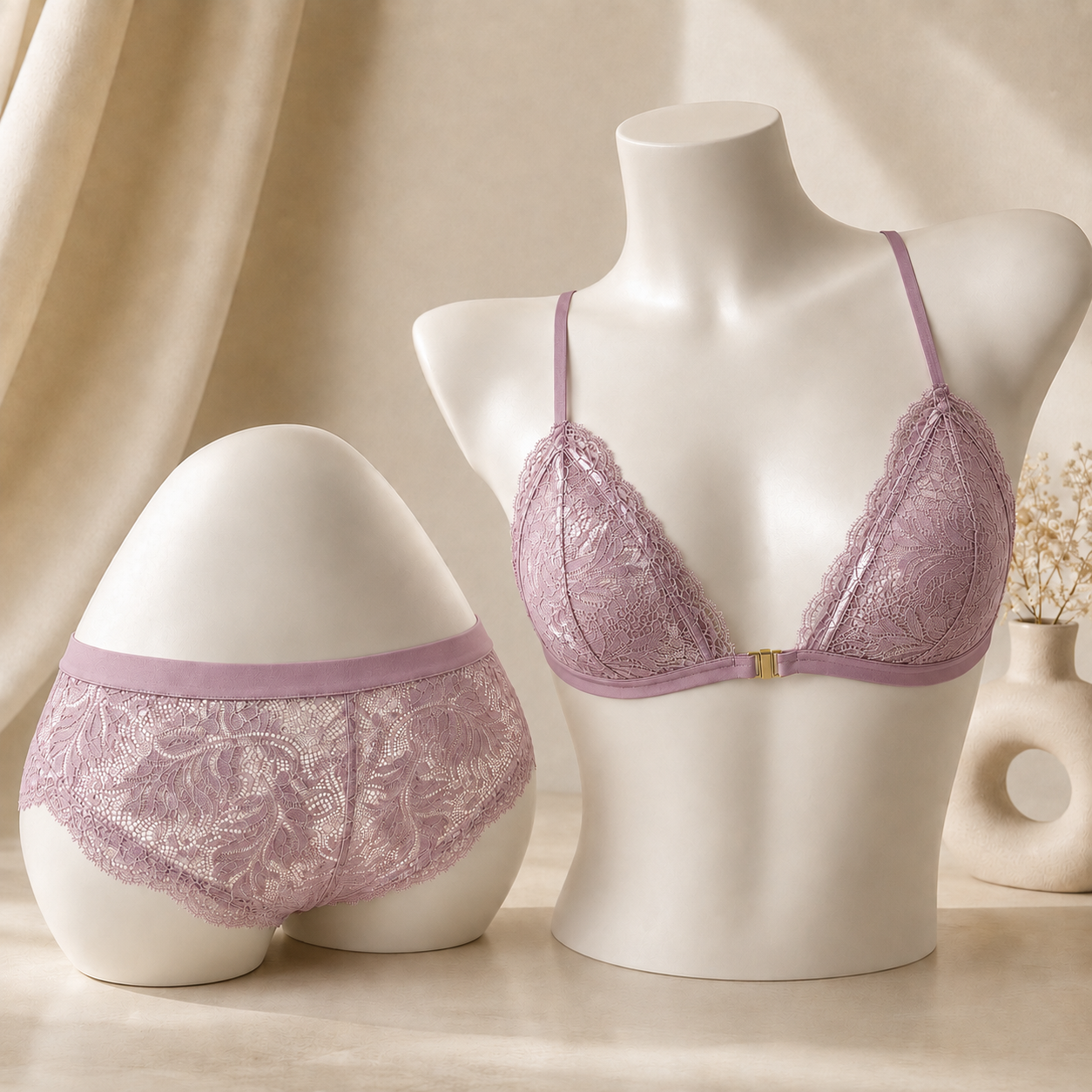 The Front-Clasp Lace Bra & Panty Set