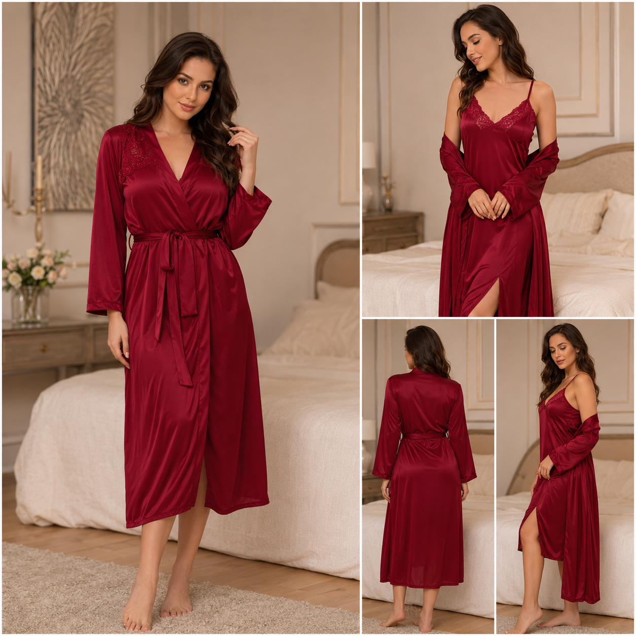 Midnight Allure - 2-Piece Gown Nightwear Set