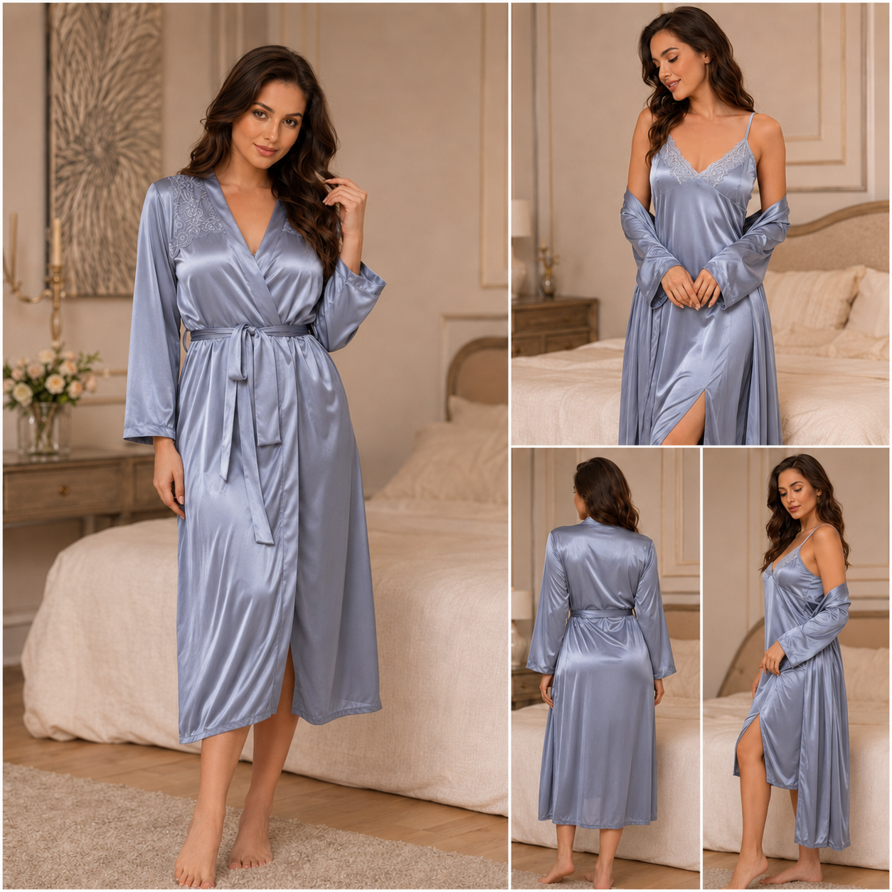 Midnight Allure - 2-Piece Gown Nightwear Set