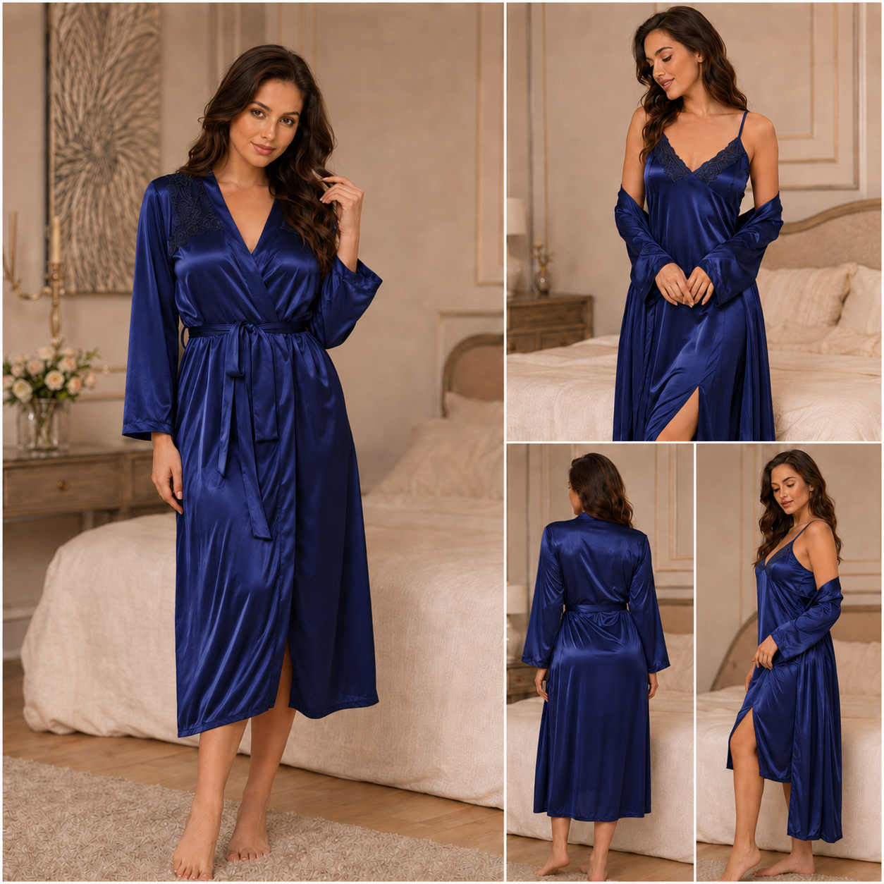 Midnight Allure - 2-Piece Gown Nightwear Set