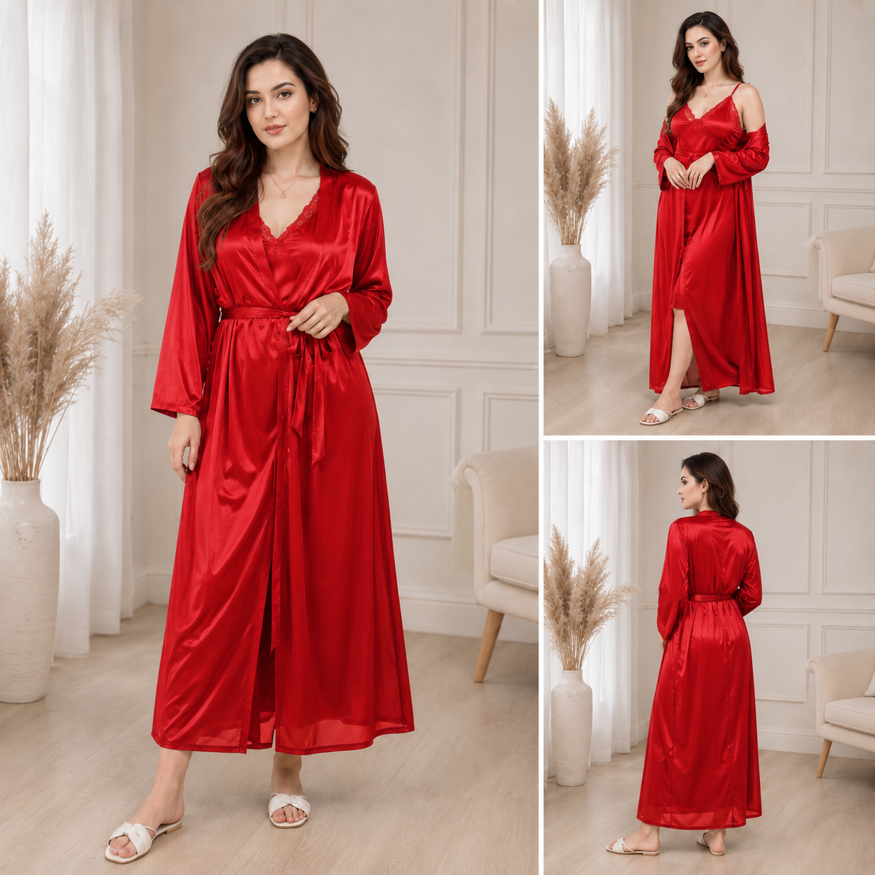 Midnight Allure - 2-Piece Gown Nightwear Set