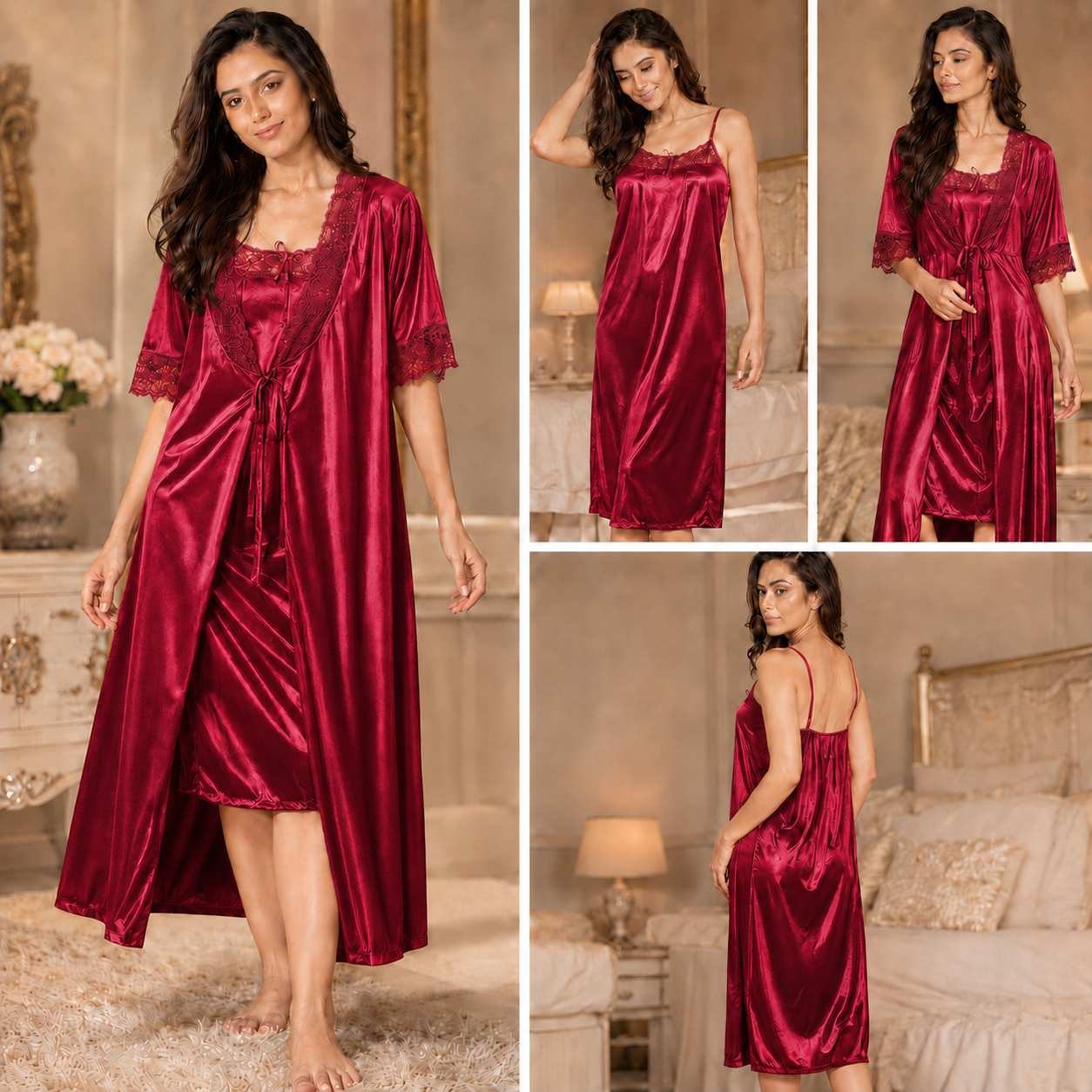 Midnight Allure - 2 Piece Gown Nightwear Set