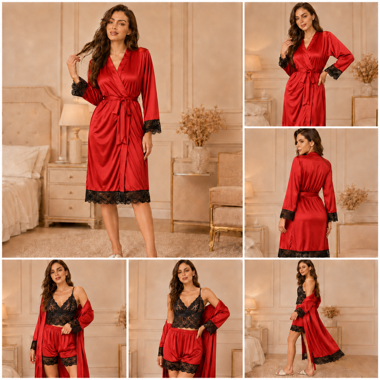 Midnight Allure - 3 Piece Gown :ingerie Set