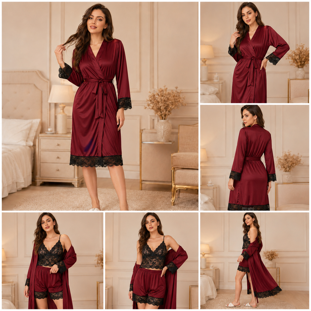 Midnight Allure - 3 Piece Gown :ingerie Set