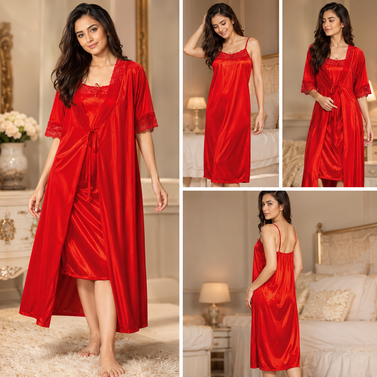 Midnight Allure - 2 Piece Gown Nightwear Set