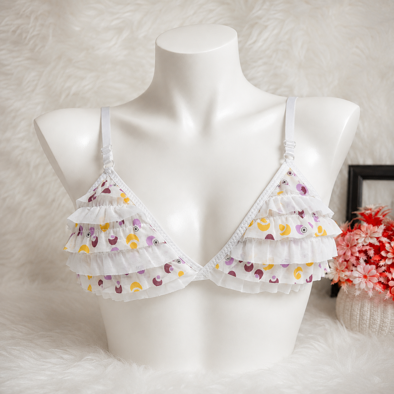 The Tiered Mesh Ruffle Bra