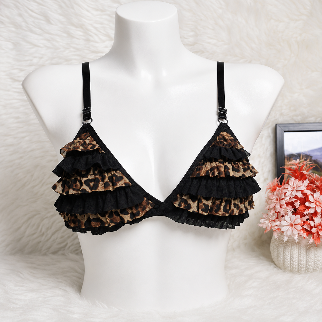 The Tiered Mesh Ruffle Bra