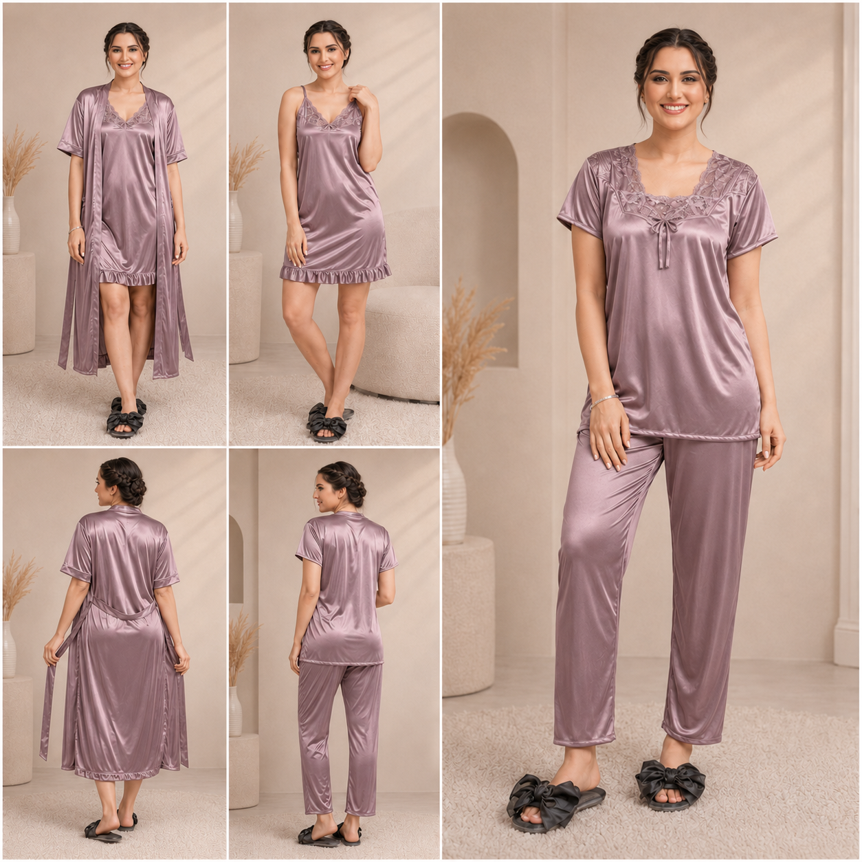 The 4-Piece Luxe Satin Sleepwear Set