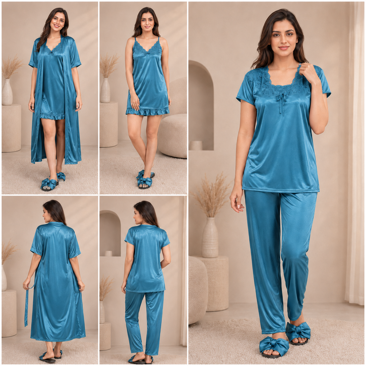 The 4-Piece Luxe Satin Sleepwear Set